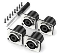 Jumwa 4Pack 4 Pole Spinotto per altoparlanti Spina Speakon Twist Lock femmina per montaggio a pannello in metallo Compatibile con Neutrik Speakon NL4MP, NL4MPR, NL4FC, NL4FX, NLT4X, serie NL4, NL2FC