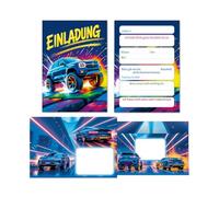 JuNa-Experten 12 biglietti di invito con 12 buste per il compleanno dei bambini, per bambini, per il camion, per il mostro, per l'auto, fantastici inviti di compleanno per bambini