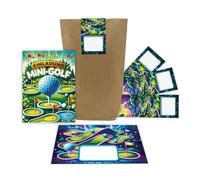 JuNa-Experten 12 biglietti di invito per il compleanno dei bambini e bambine, mini golf, fantastici inviti colorati per compleanno, con 12 buste, 12 sacchetti per feste, colore naturale, 12 adesivi