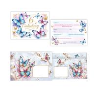 JuNa-Experten 8 biglietti di invito, con 8 buste per il 6° compleanno dei bambini, motivo farfalla, inviti colorati per sesto compleanno, ragazza