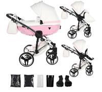 Junama Passeggino Candy White 2in1 3in1 4in1 (01 - bianco e rosa, 2in1 con adattatori)