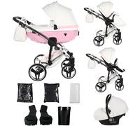 Junama Passeggino Candy White 2in1 3in1 4in1 (01 - bianco e rosa, 3in1 con seggiolino auto)