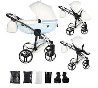 Junama Passeggino Candy White 2in1 3in1 4in1 (02 - bianco e blu, 2in1 con adattatori)