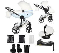 Junama Passeggino Candy White 2in1 3in1 4in1 (02 - bianco e blu, 4in1 con base ISOFIX)