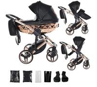 Junama Passeggino Diamond Hand Craft 2in1 3in1 4in1 (06 - nero e rame, 2in1 con adattatori)