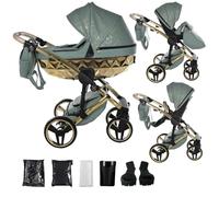 Junama Passeggino Diamond Heart 2in1 3in1 4in1 (03 - verde e oro, 2in1 con adattatori)