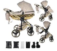 Junama Passeggino Diamond Heart 2in1 3in1 4in1 (07 - beige e oro, 2in1 con adattatori)