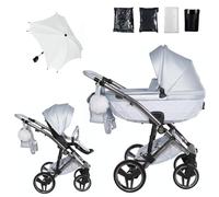 Junama Passeggino TRIO Candy Premium 03 Blu e Argento - 2in1 3in1 4in1 + ombrellino (2 in 1)