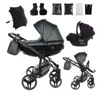 Junama Passeggino TRIO Diamond Fluo 05 Grigio e Argento - 2in1 3in1 4in1 + ombrellino (3 in 1 con Seggiolino Auto)