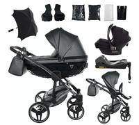 Junama Passeggino TRIO Diamond Fluo 05 Grigio e Argento - 2in1 3in1 4in1 + ombrellino (4 in 1 con Base ISOFIX)