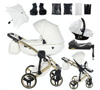 Junama Passeggino TRIO Diamond Fluo Individual 17 Bianco e Oro - 2in1 3in1 4in1 + ombrellino (4 in 1 con Base ISOFIX)