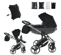 Junama Passeggino TRIO Diamond S 01 Nero e Argento - 2in1 3in1 4in1 + ombrellino (2 in 1)