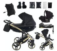 Junama Passeggino TRIO Diamond S 02 Nero e Oro - 2in1 3in1 4in1 + ombrellino (4 in 1 con Base ISOFIX)