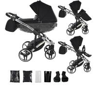 Junama Passeggino TRIO Diamond S 2in1 3in1 4in1 (01 - nero e argento, 2in1 con adattatori)