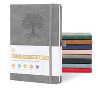 JUNART Taccuino A5 a righe per uomo e donna con 192 pagine, copertina rigida in pelle per scrivere personalmente, studio, ufficio, registrazione di viaggio o regali (Grigio)