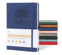 JUNART Taccuino A5 a righe per uomo e donna con 192 pagine, copertina rigida in pelle per scrivere personalmente, studio, ufficio, registrazione di viaggio o regali (Blu scuro)