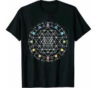 JUNDAO Sacred Ometry Gold Flower of Life Sri Yantra Chakra Yoga T-Shirt Hot for Men Size L