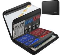 JUNDUN Cartellina portadocumenti formato A4 con scomparti multipli - Borsa portadocumenti ignifuga con cerniera ed etichette - per file A4 e altro ancora (13 scomparti, nero)