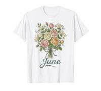 June Birth Flower Rose & Honeysuckle Floral Birthday Maglietta