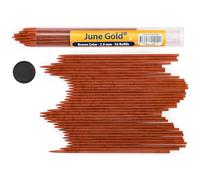 June Gold 36 Brown Coloured Lead Refills, 2.0 mm, Extra Bold Thickness for Heavy Use, Break Resistant with a Convenient Dispenser