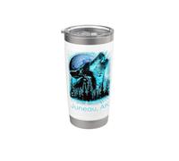 Juneau Alaska Howling Wolf Moon Forest Nature Lover Bicchiere termico in acciaio inox doppia parete