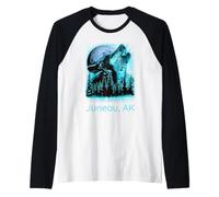 Juneau Alaska Howling Wolf Moon Forest Nature Lover Maglia con Maniche Raglan