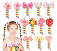 JUNEBRUSHS 12 elastici per capelli a spirale per bambini, colorati con filo telefonico, accessori per capelli per bambine, elastici per coda di cavallo, elastici per capelli, per trecce telefoniche