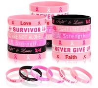 JUNEBRUSHS 42 braccialetti in silicone per la sensibilizzazione sul cancro al seno, con speranza, fede, forza, coraggio, accessori per donne, per sensibilizzazione sul cancro al seno, regali per feste