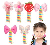 JUNEBRUSHS Set di 6 elastici per capelli colorati in filo di telefono per bambini con clip a spirale intrecciate accessori per capelli per ragazze e donne nodi intrecciati per telefono