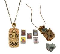 Junerain Collana con Mini Mazzo di Tarocchi, Pendente con Carte Ta-rot, Talismano Fortunato, Gioielli Spirituali per Donne, Regalo per Appassionati di Tarocchi e Accessorio per Divinazione