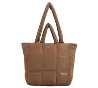 Junerain Donne for spalle trapunte for spalle trapunte con maniglia top borsetta con cerniera piena leggera con cerniera invernale versatile sacca for la spesa invernale versatile (marrone)