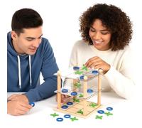 Junerain Gioco da tavolo 3D in legno Tic-Tac-Toe, classico gioco di strategia XO per bambini e adulti, giochi da tavolo in legno Row Connect, tris e croci divertenti giochi da tavolo per famiglie