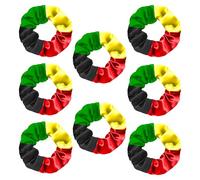 Juneteenth - 8 elastici per capelli in raso elastico per capelli della Giamaica africana, colore: nero, per la storia del mese, elastici per capelli da donna, accessori per capelli neri