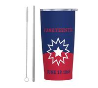 Juneteenth Bicchiere per il mese della storia nera afroamericana con coperchio e cannuccia Bicchiere da 20 once in acciaio inossidabile con isolamento sotto vuoto Tazze da caffè riutilizzabili Tazza