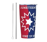 Juneteenth Bicchiere per il mese della storia nera afroamericana con coperchio e cannuccia Bicchiere da 20 once in acciaio inossidabile con isolamento sotto vuoto Tazze da caffè riutilizzabili Tazza