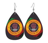 Juneteenth Black History Month Fist Pride African American Faux Leather Orecchini pendenti a goccia leggeri per le donne