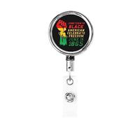 Juneteenth Celebrations Black American Freedom Day Porta badge retrattile Reel Clip Porta carte d'identità per infermiere Studente Impiegato