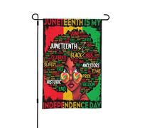 Juneteenth è il mio giorno dell'indipendenza, bandiera da giardino per donne nere, piccole bandiere bifacciali per cortile, adatte per esterni o decorazioni da giardino, patio, 18x12 pollici