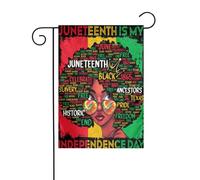 Juneteenth è la mia bandiera da giardino per il giorno dell'indipendenza, per donne nere, 12x18 pollici, bandiere da esterno bifacciali, striscioni di benvenuto, bandiera festiva per feste, decorazio