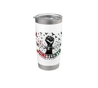 Juneteenth Freedom Day Emancipation Fist Bicchiere termico in acciaio inox doppia parete