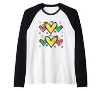 Juneteenth Graphic for Black Women Red Yellow Green Heart Maglia con Maniche Raglan