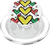 Juneteenth Graphic For Black Women Red Yellow Green Heart PopSockets PopGrip per MagSafe