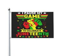 Juneteenth Ho messo in pausa il mio gioco per celebrare Juneteenth Bandiera 3x5 piedi anti-scolorimento per esterni, interni, casa, giardino, cortile, cartello decorativo