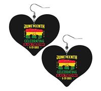 Juneteenth Is My Independence Day 1865 19th June Orecchini in pelle per le donne Ciondola l'orecchino a goccia Ciondolo a cuore con gancio Regali per ragazza adulta