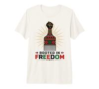 Juneteenth Rooted in Freedom Afro Pick Fist Maglietta Premium