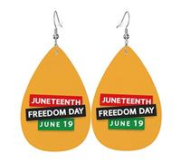 Juneteenth Since 1865 Celebrate Freedom Afican Orecchini pendenti in pelle con clip in ecopelle leggera goccia a goccia per donna