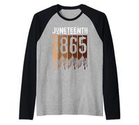 Juneteenth Tee Shirt 19 giugno 1865 Freedom Day Melanina Maglia con Maniche Raglan