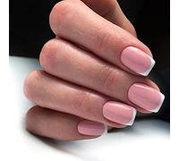 Juneyemo 24 unghie finte francesi lucide quadrate finte unghie corte a cuore floreale con design a stampa su unghie unghie acriliche per donne e ragazze (C)