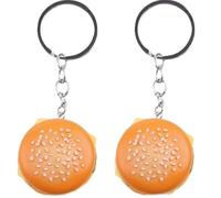 Junfamilee 2 portachiavi con ciondolo a forma di cheeseburger da donna e uomo, portachiavi con ciondolo a forma di hamburger, gioielli fatti a mano da appendere alla borsa, portachiavi da donna,