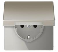 Jung 1 parte Frutto Presa schuko con coperchio ribaltabile acciaio inox